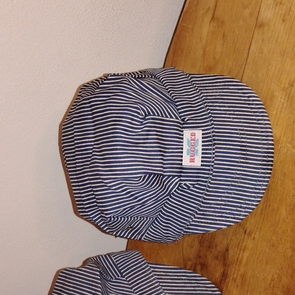 2 Vintage hickory Stripped Conductor Hats W/Tags Big K & Big Smith - Picture 2 of 11